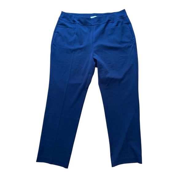 Blue Cropped Pants with Elastic Waistband - Picture 2 of 6